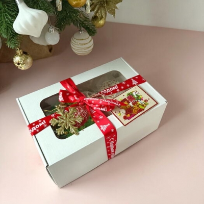 Набор: бенто торт Рождественский венок и капкейки ассорти